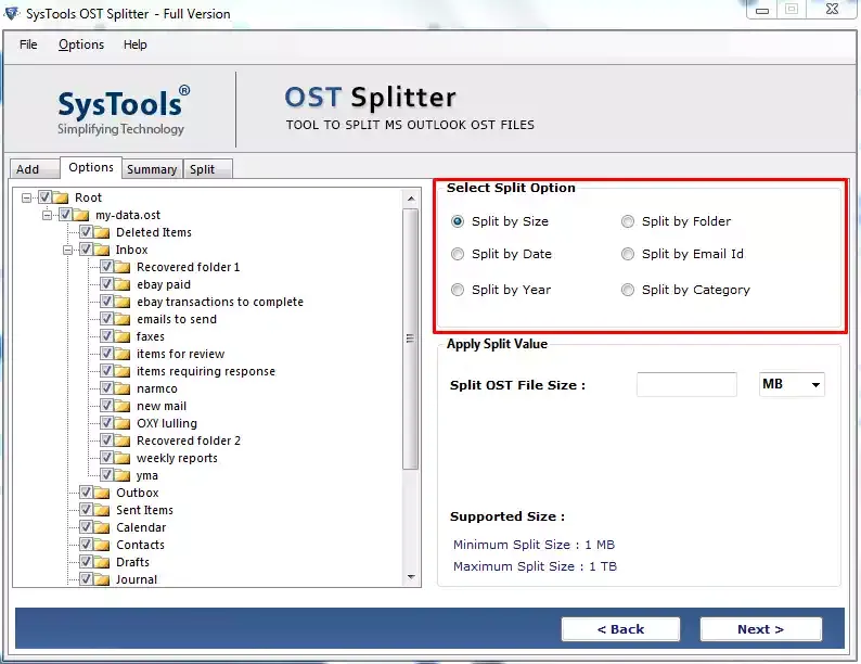 Multiple Split Options
