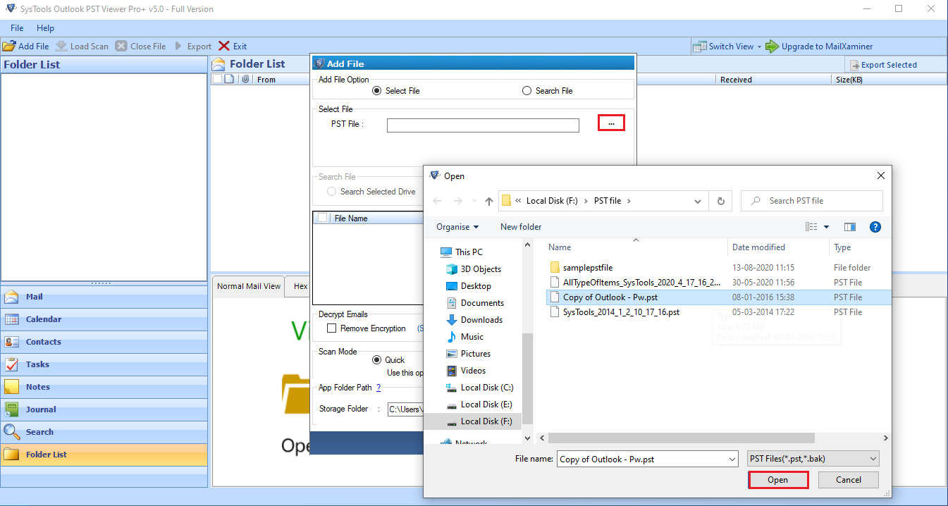 Browse PST Files