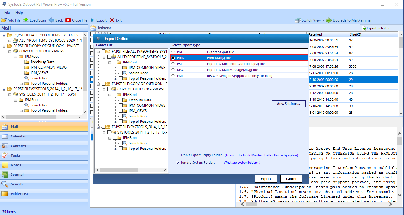 Export PST Files into Multiple Formats