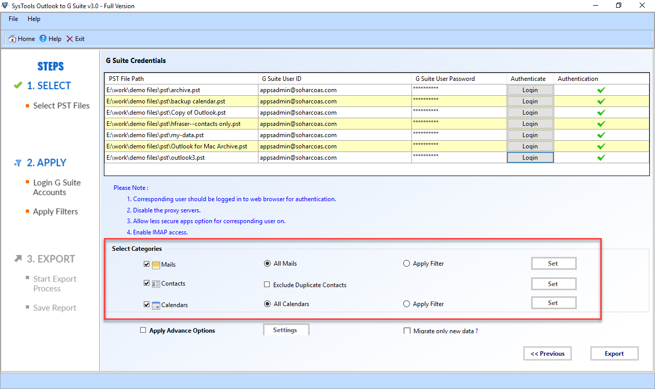 Validate Google Apps account