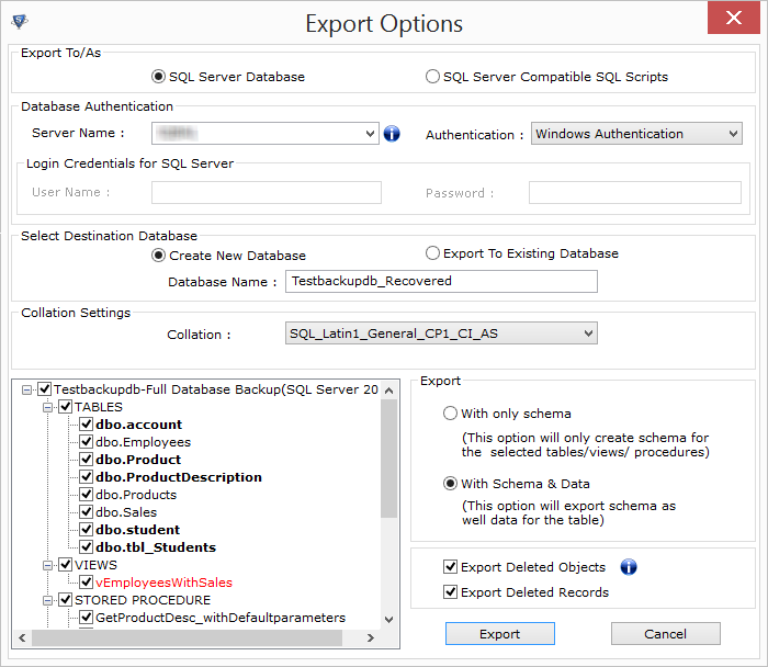 Export BAK File Items