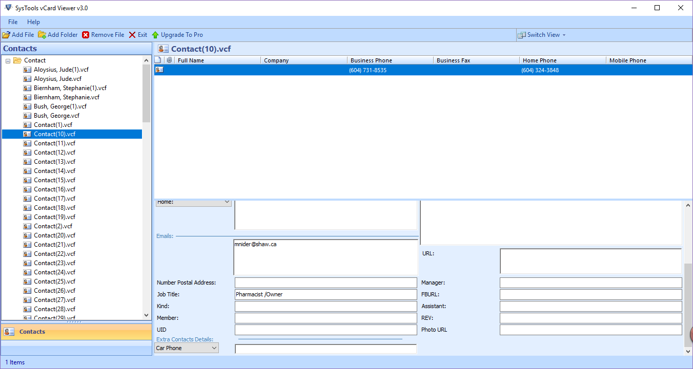 vcard viewer download