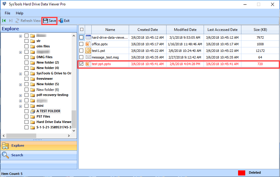 Export Recovered Data Items