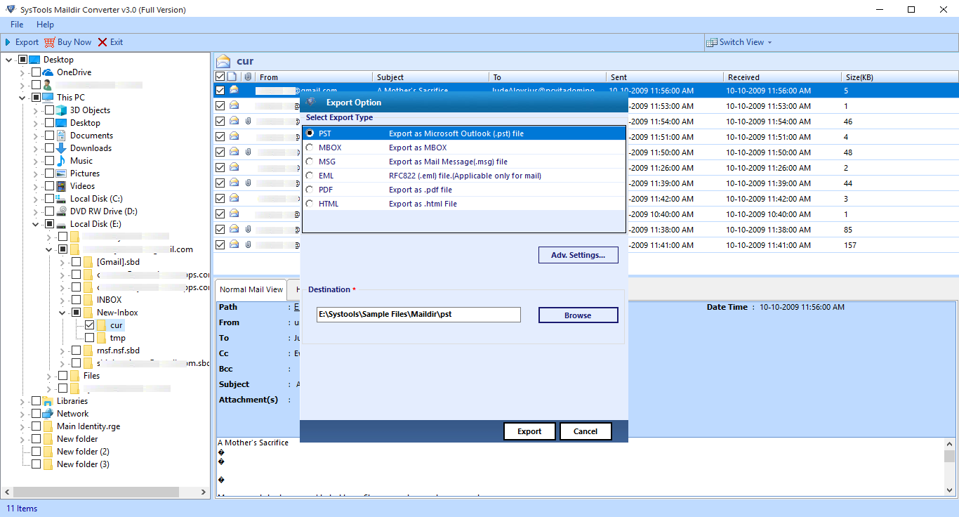 Convert Maildir to PST