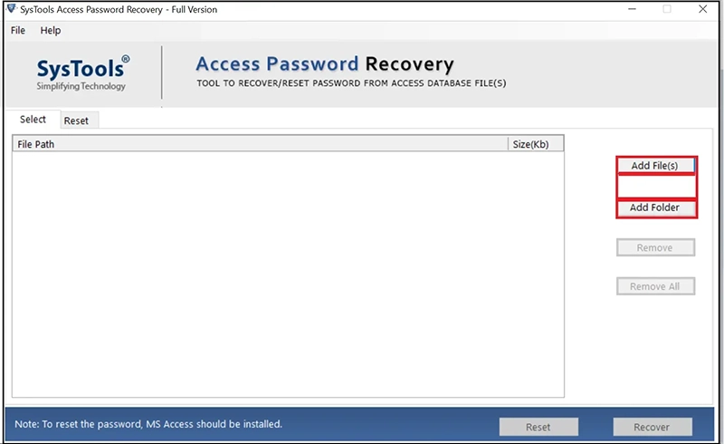 Add password protected MDB file