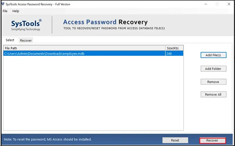 Recover Access database password