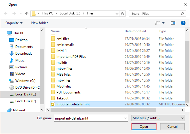 Open MHT File