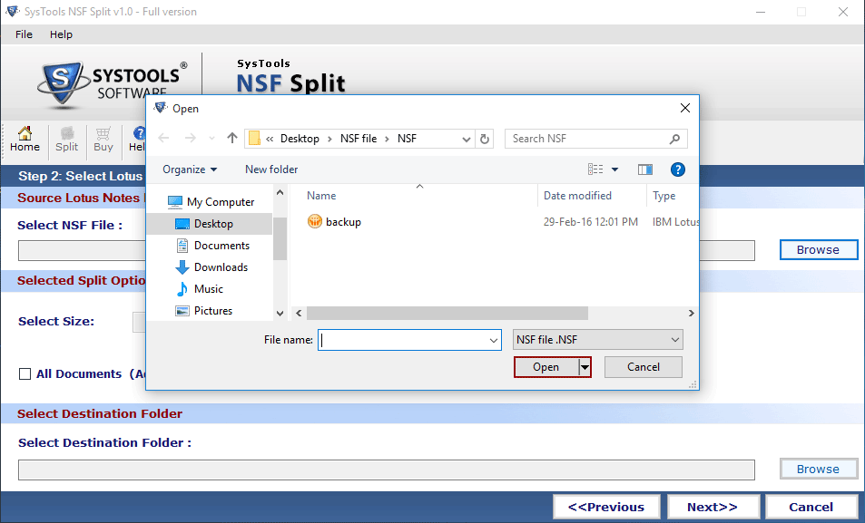 Browse Required NSF File