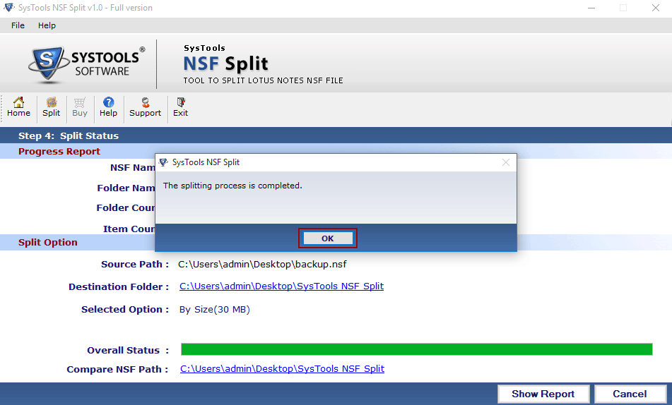 Split NSF File Done