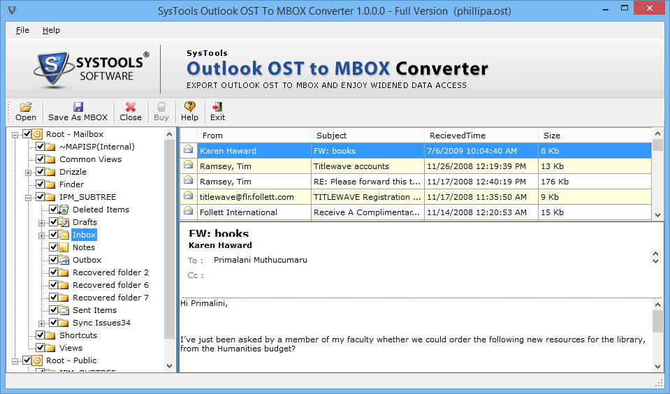 Preview Mailbox Data