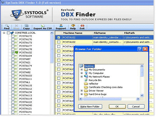 Outlook Express DBX Finder Software