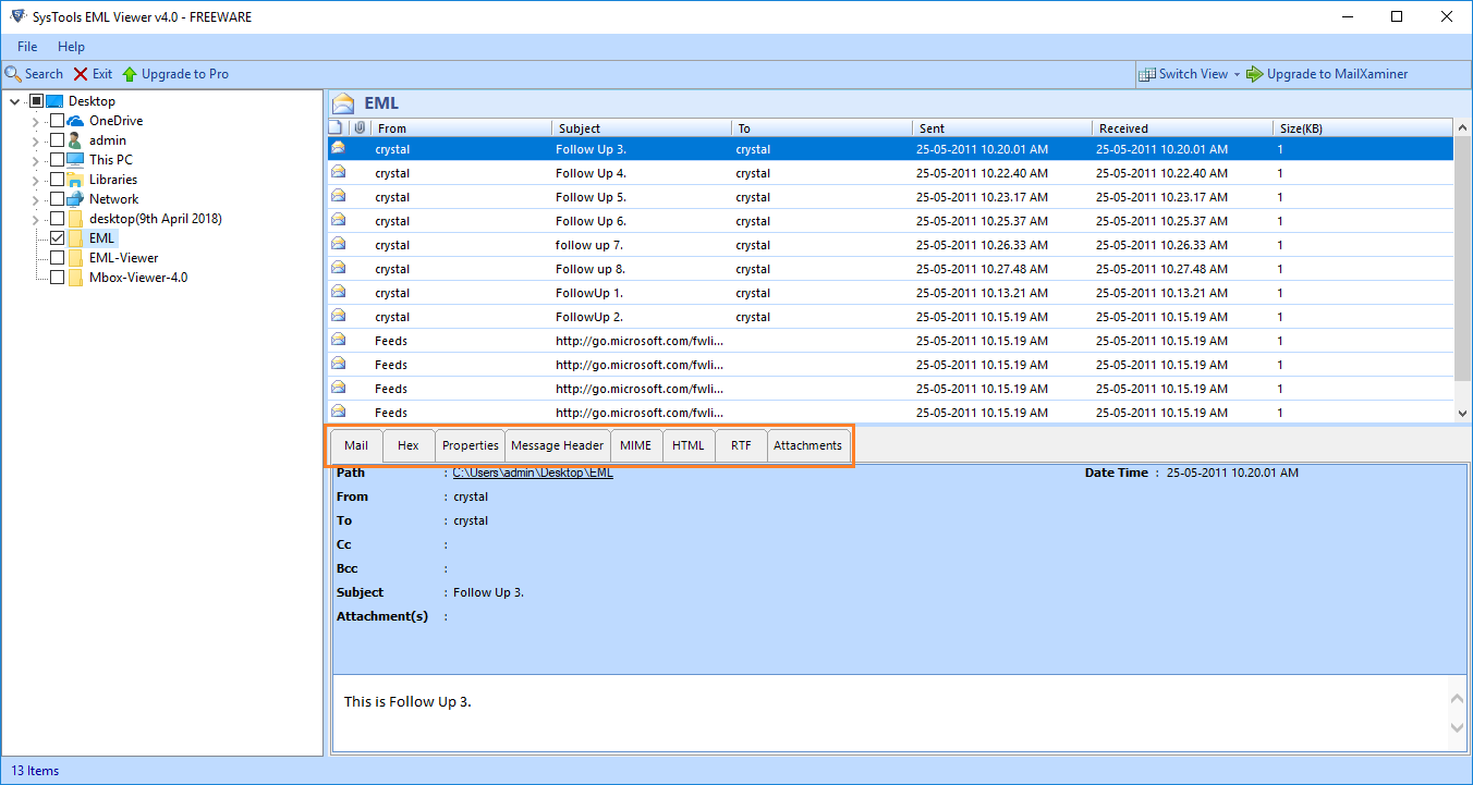 read eml files in Windows