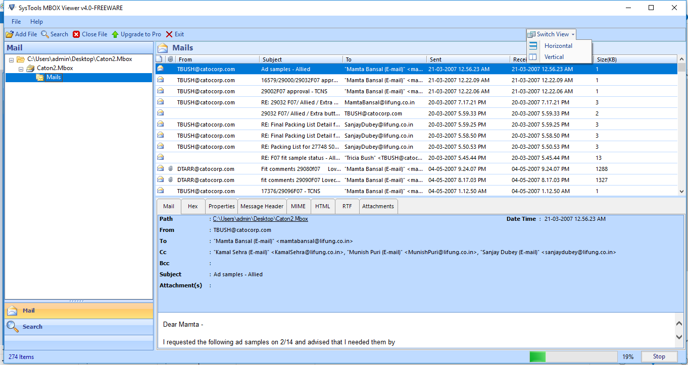 Dual View Mode for MBS Analysis