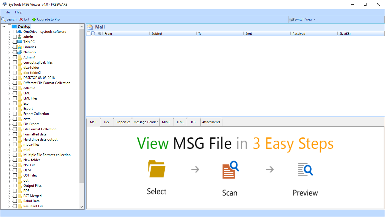 Parcourir le fichier MSG