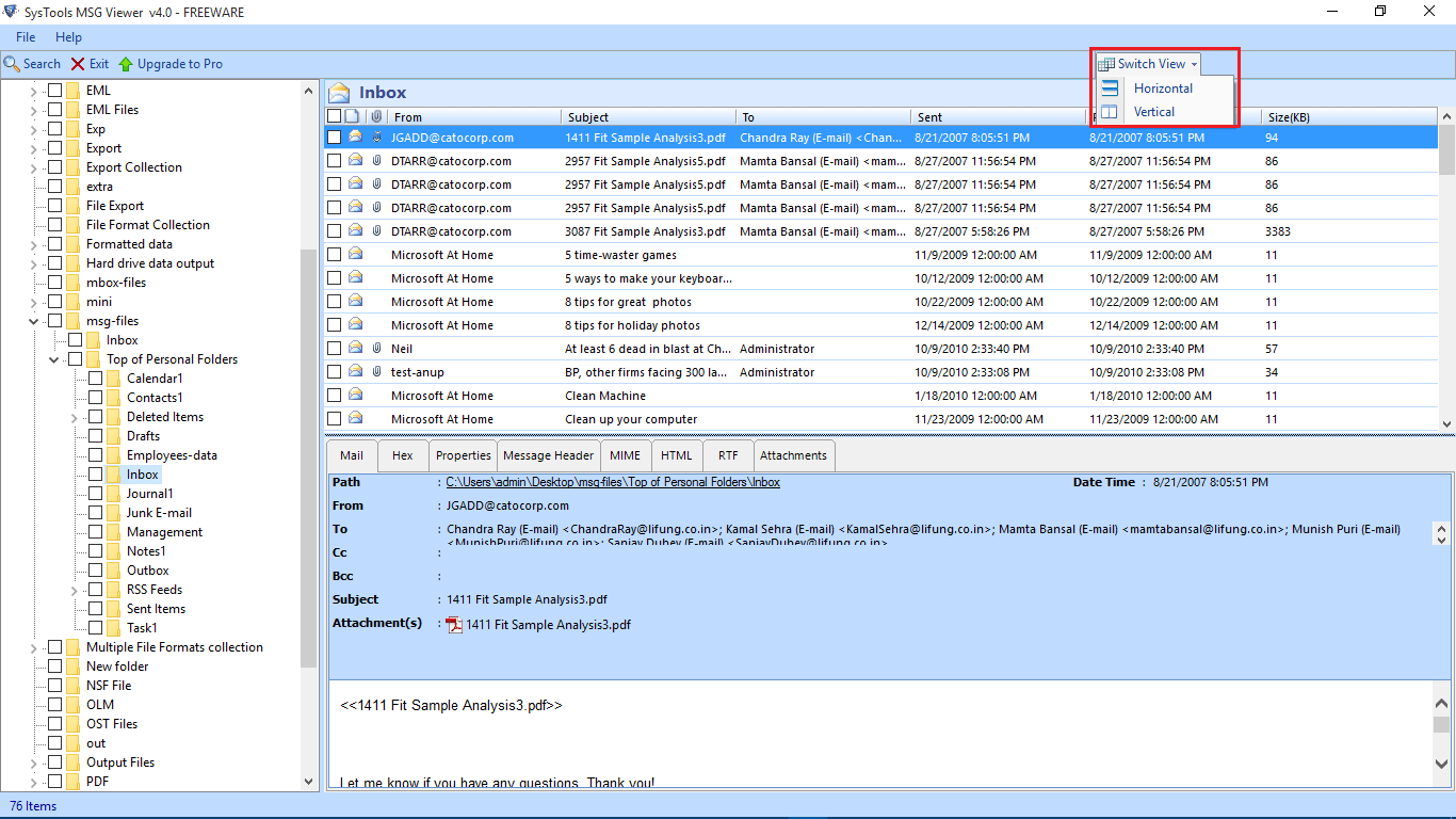 垂直モードで表示