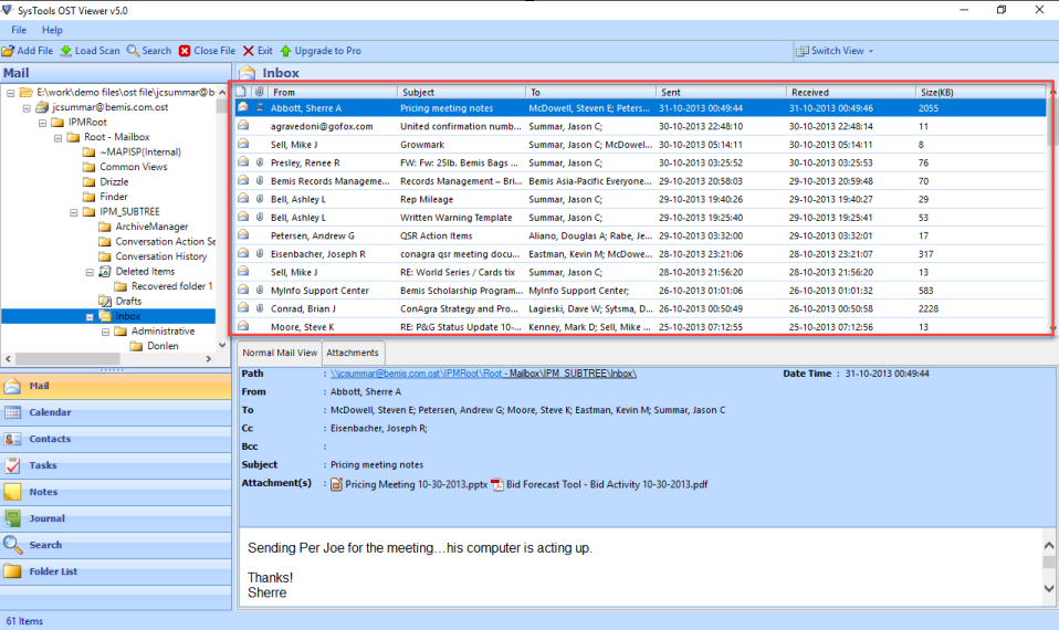 Read OST File