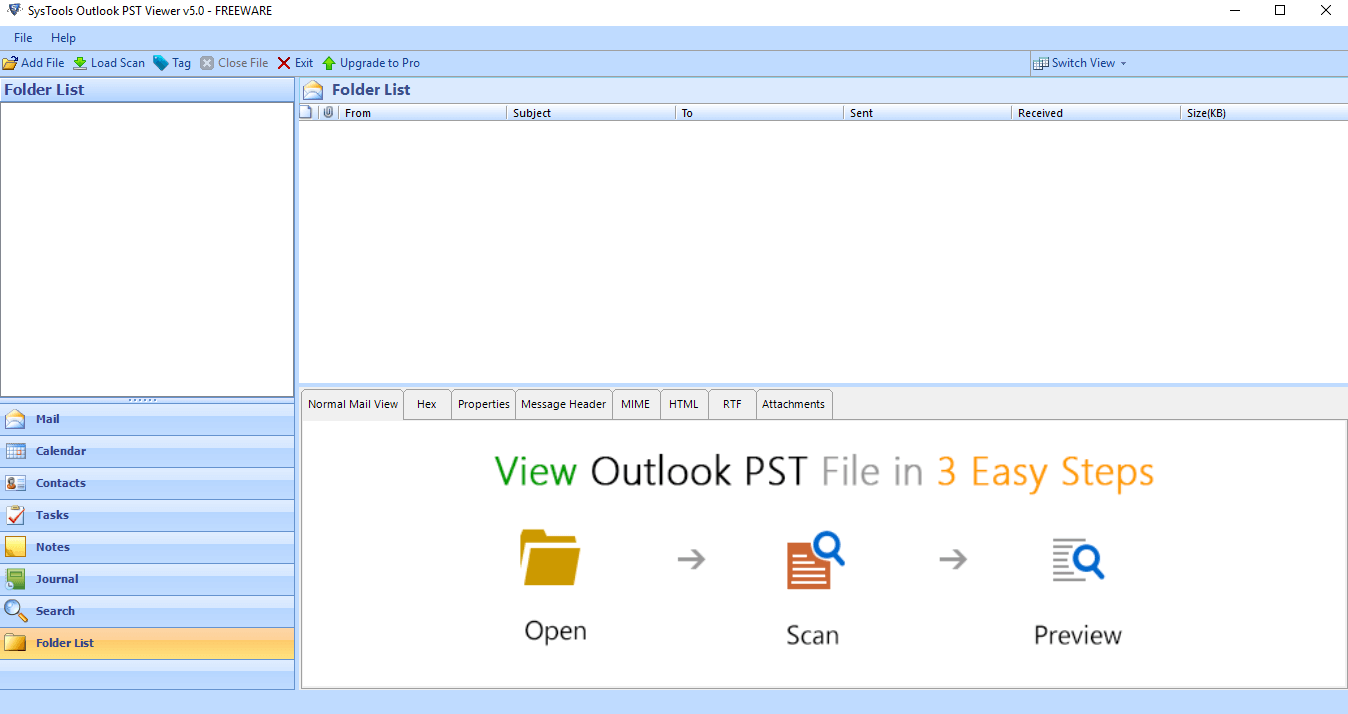 Browse Free PST Email Viewer