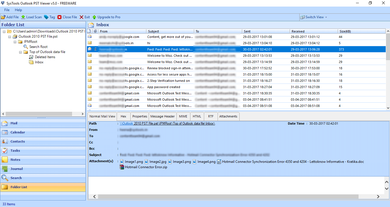 viewer outlook PST files