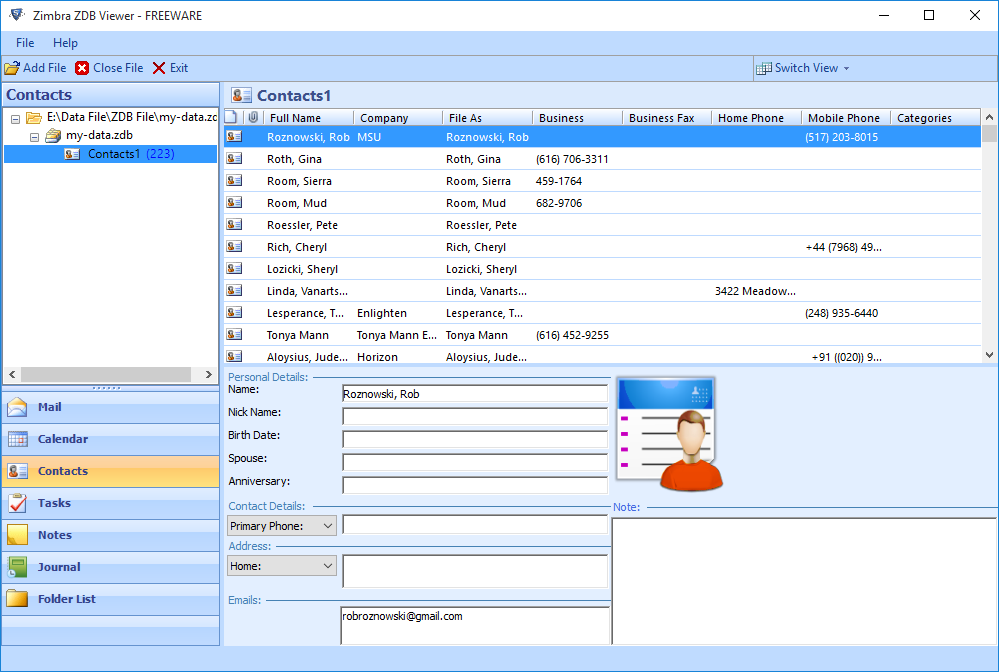 View Zimbra ZDB File