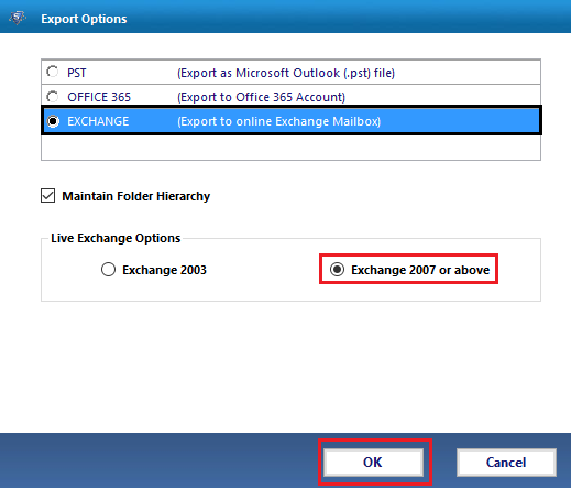 select export options