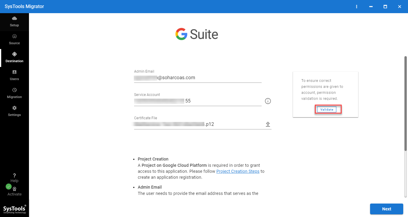 select export options