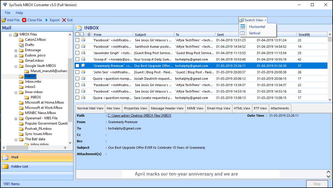 export Thunderbird profile to Outlook