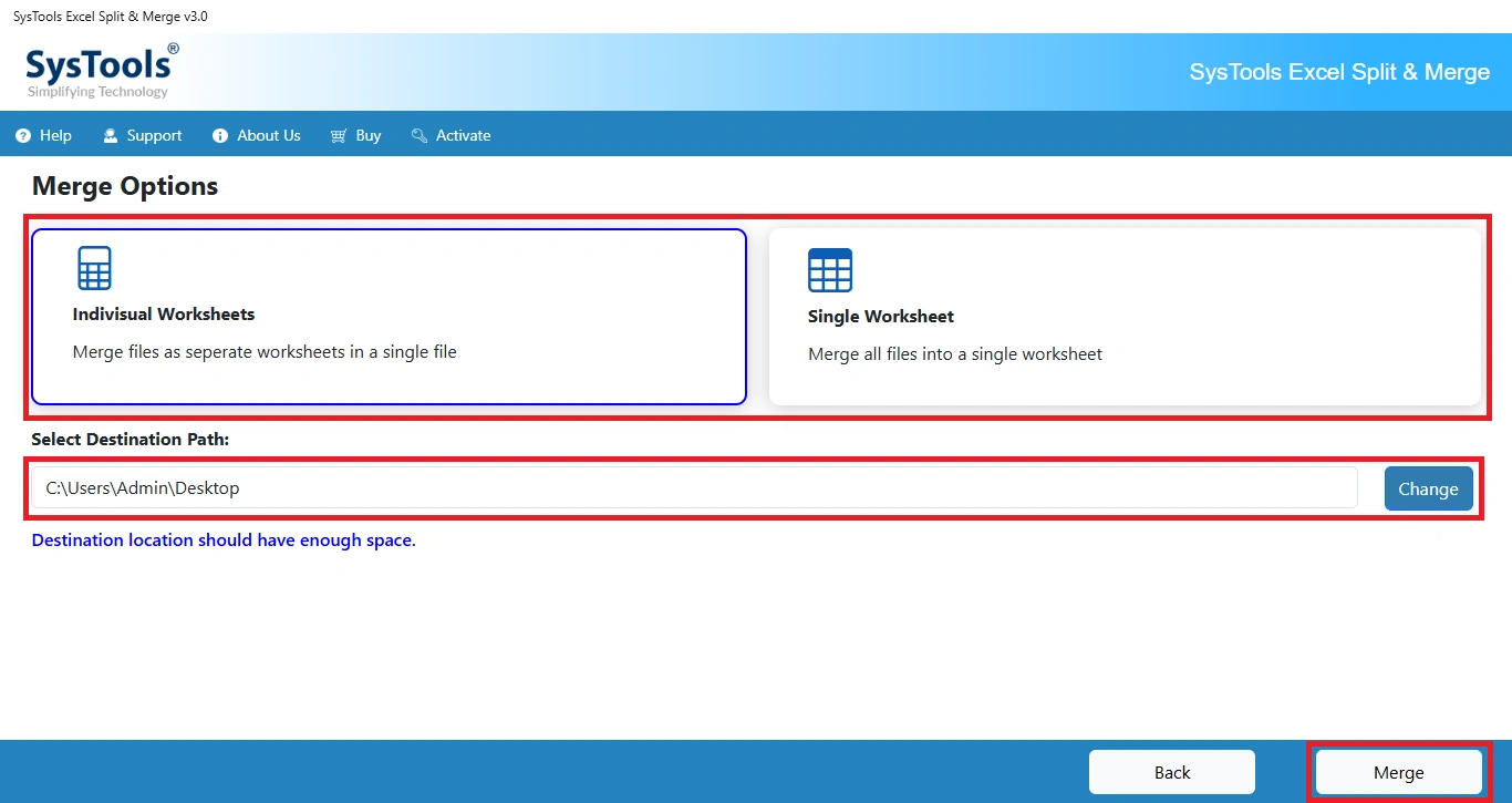 destinazione utilizzando